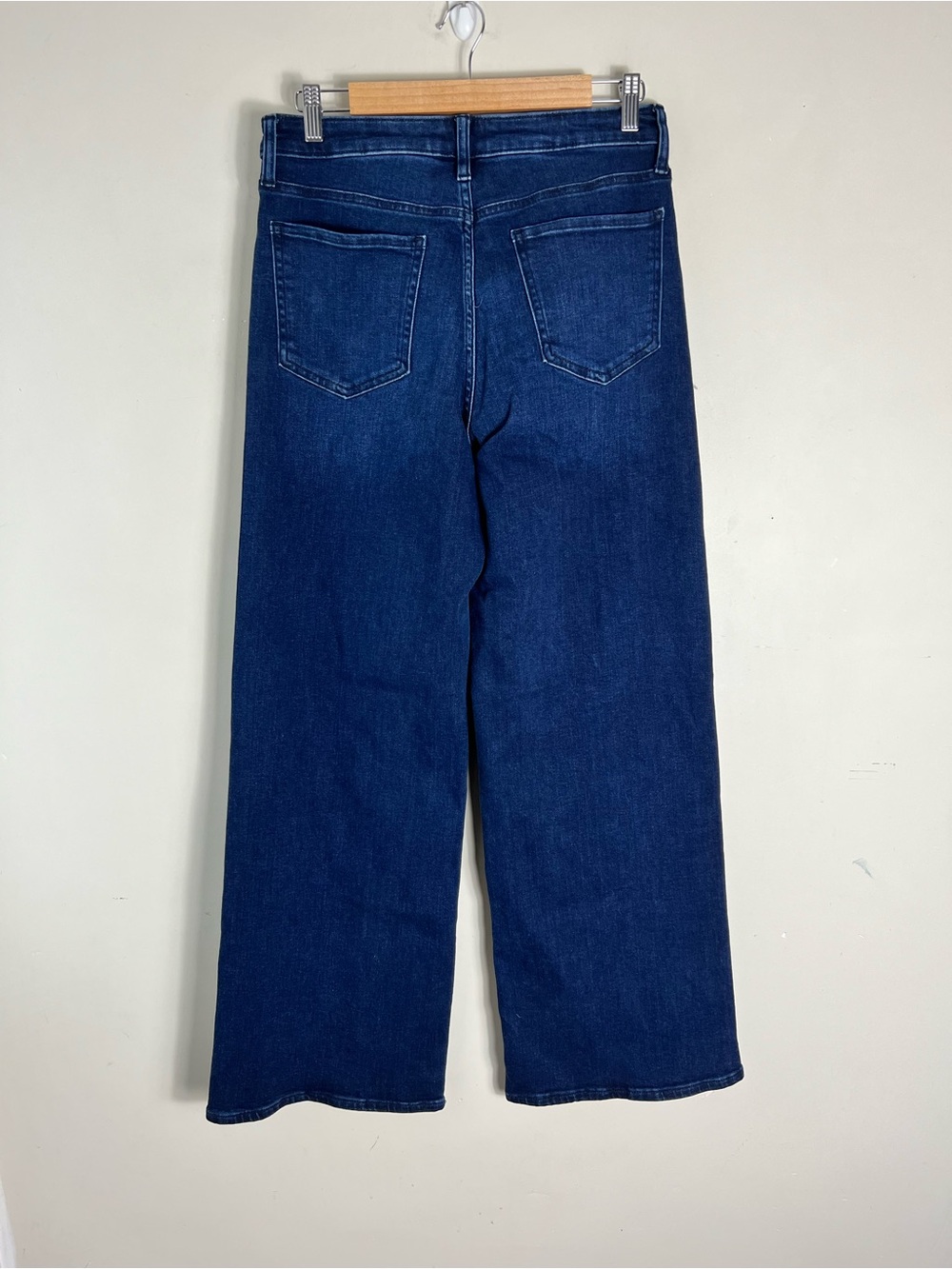 Quince Women’s Organic Cotton Dark Blue Wide Leg Jeans High Rise Stretch Size 30 - Picture 2 of 10